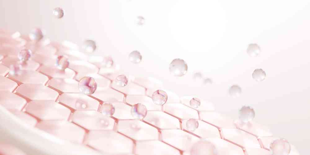 Collagen restoration concept with glowing skin texture and hydration effect.