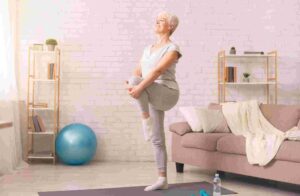 woman exercising at home